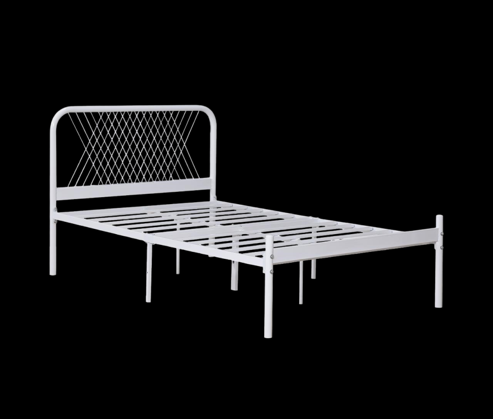سرير حديد نفر ونص لون أبيض مقاس 120*190
