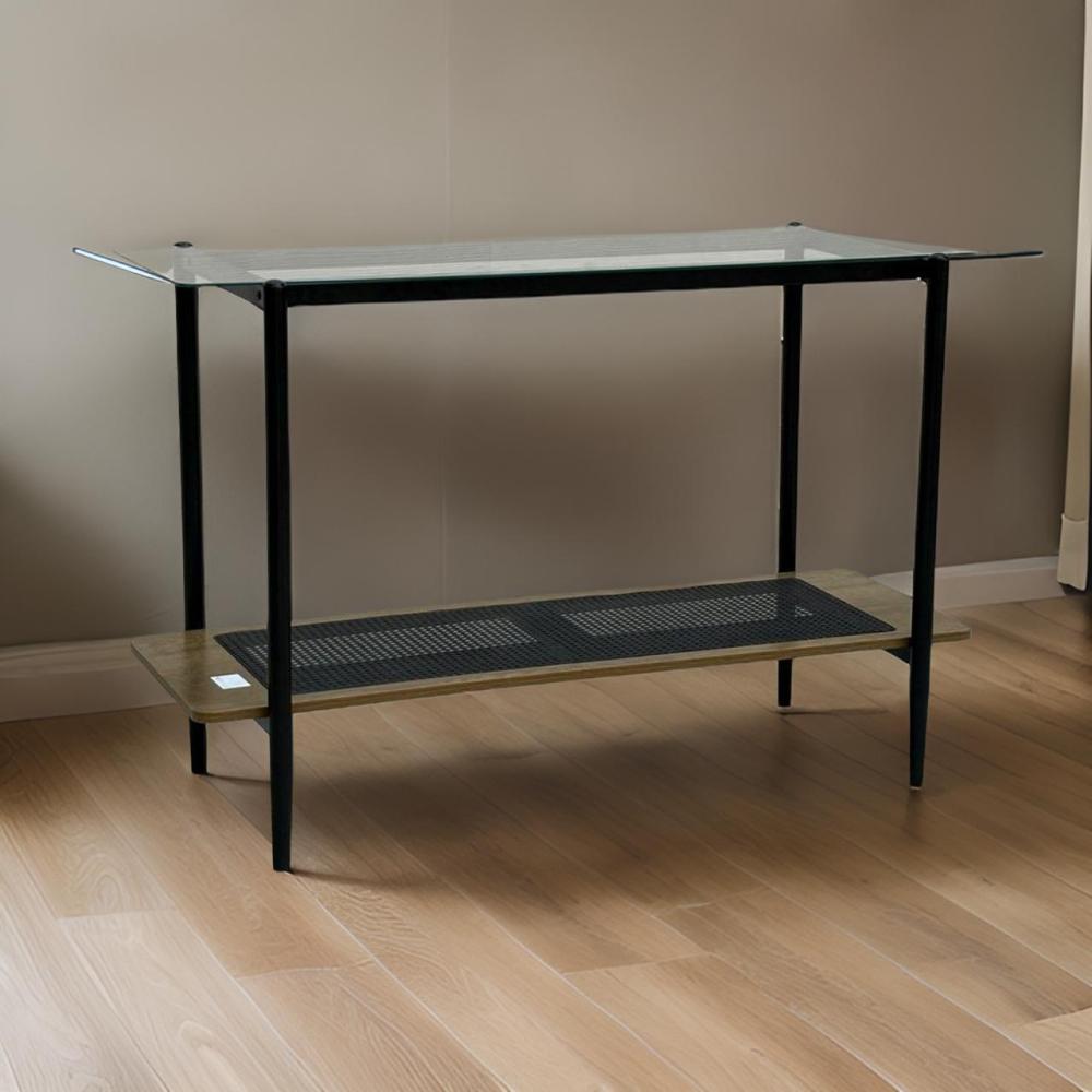 طاولة استقبال زجاج و راتان لون كوفي