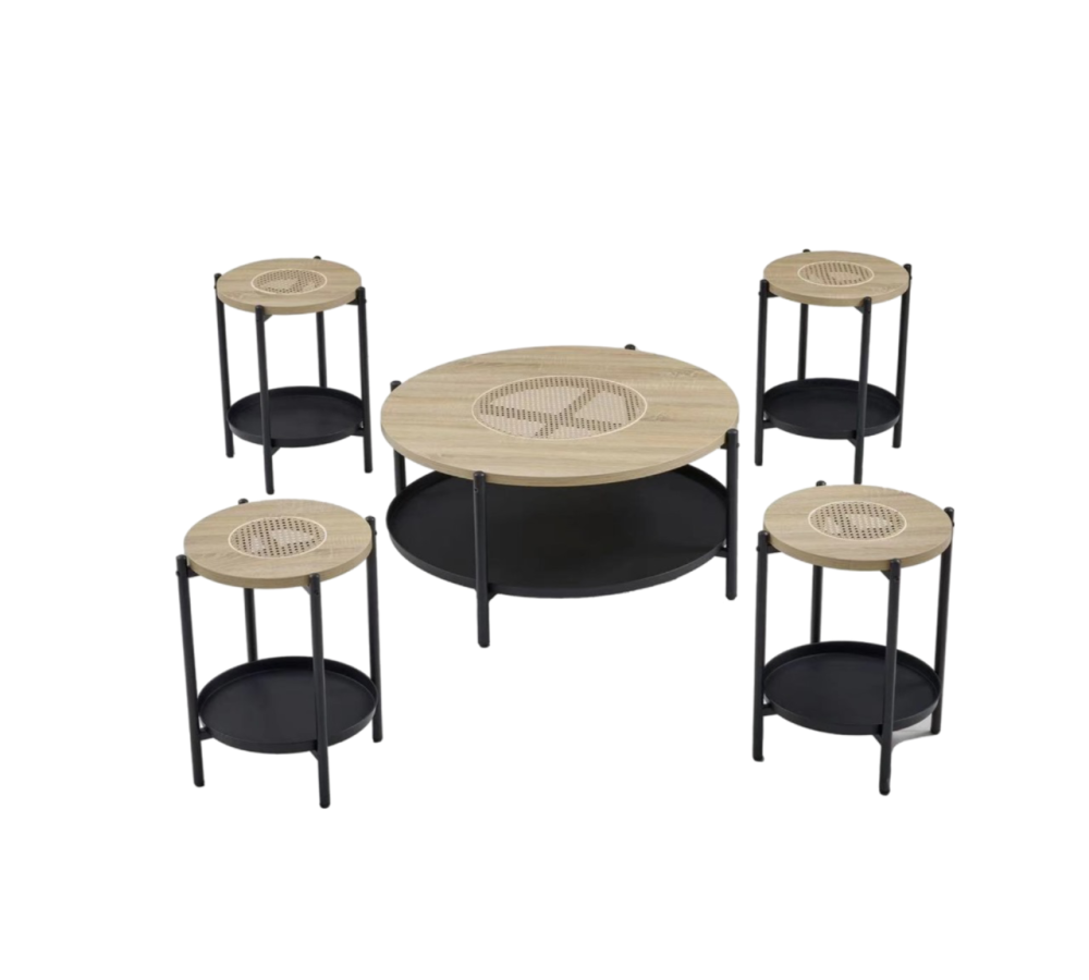 طقم طاولات مودرن خشب و راتان جودة وتصميم مبتكر