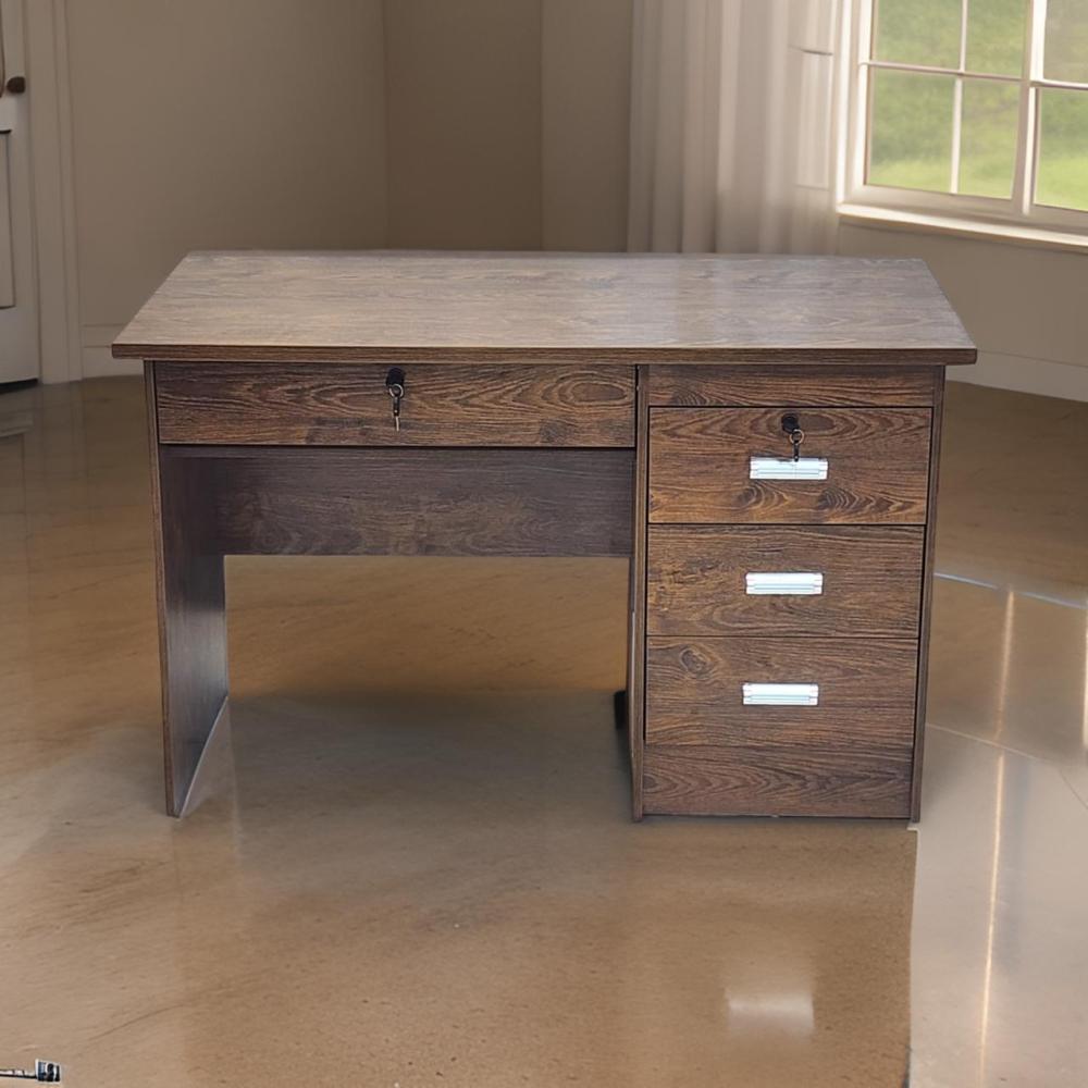 مكتب خشبي مع وحدة تخزين ثابتة مقاس 120 سم