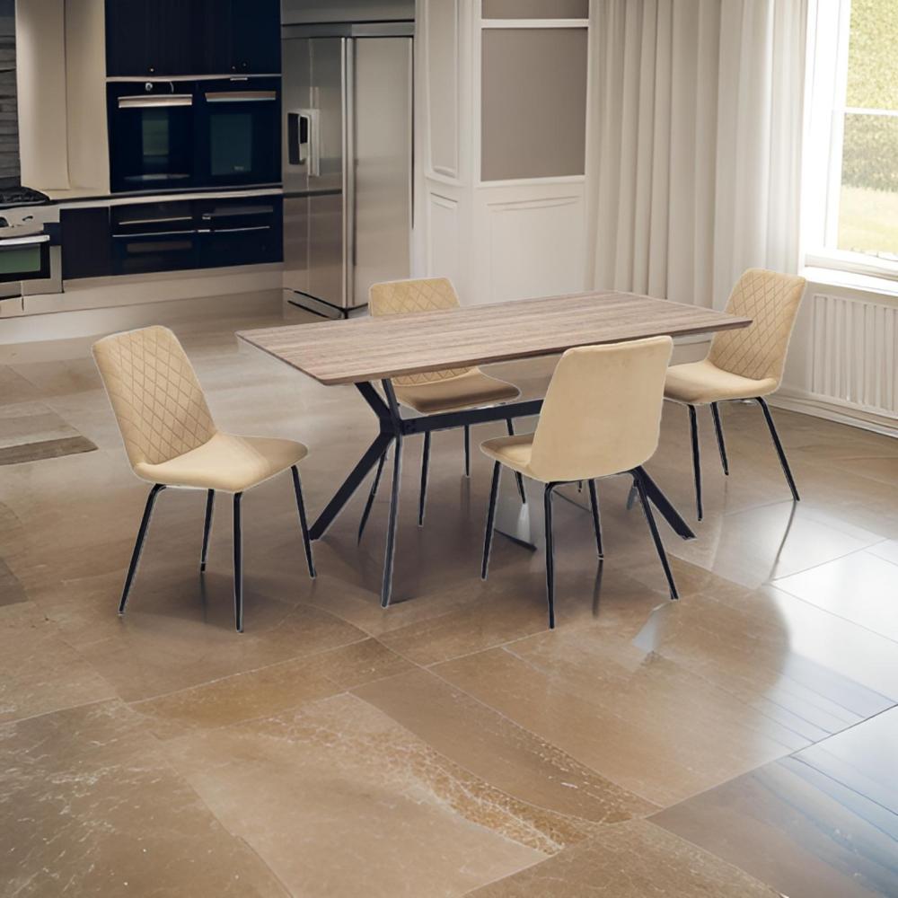 طاولة طعام خشب وحديد 4 كرسي