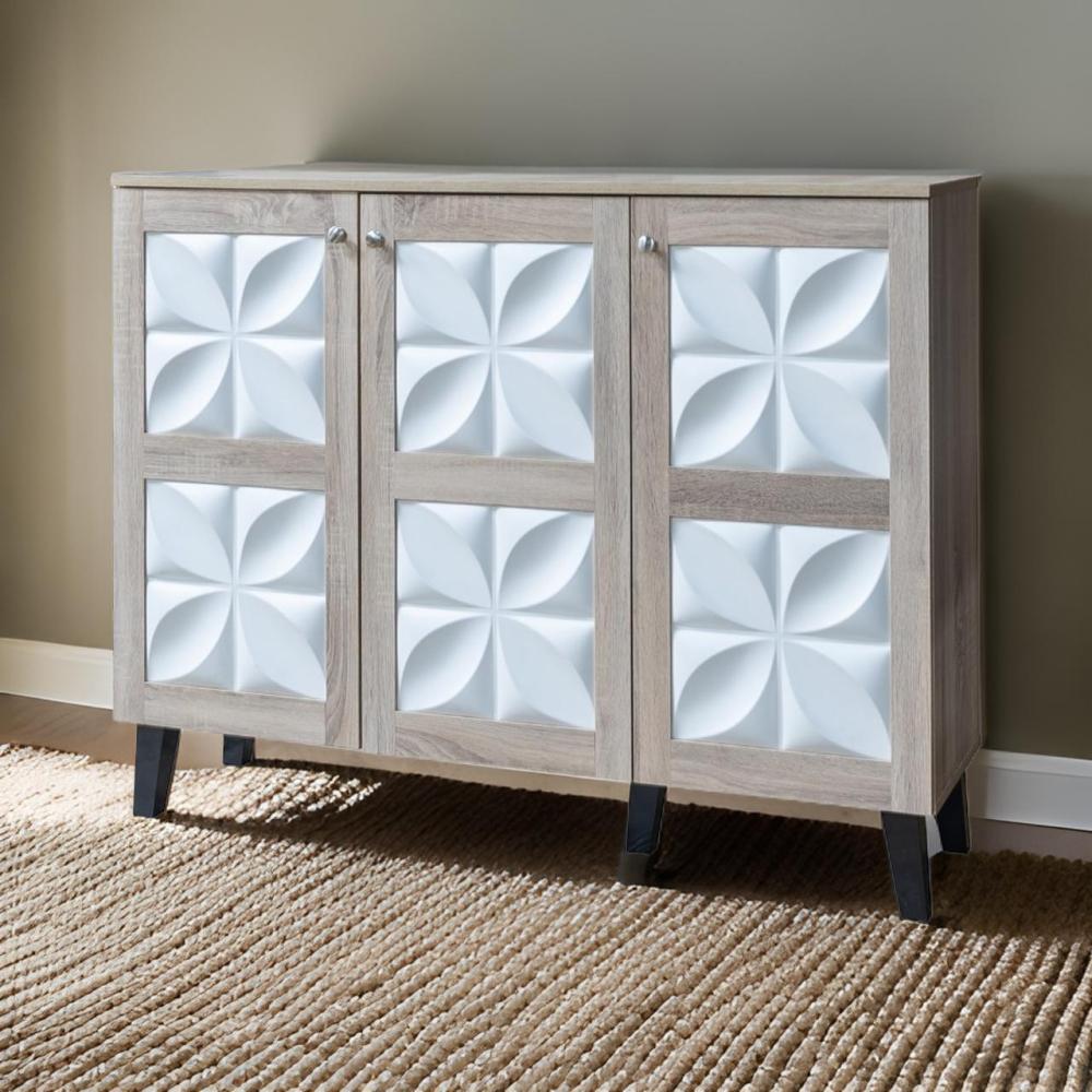 جزامة ماليزي مودرن 3 باب لون بيج و أبيض مقاس 120 سم