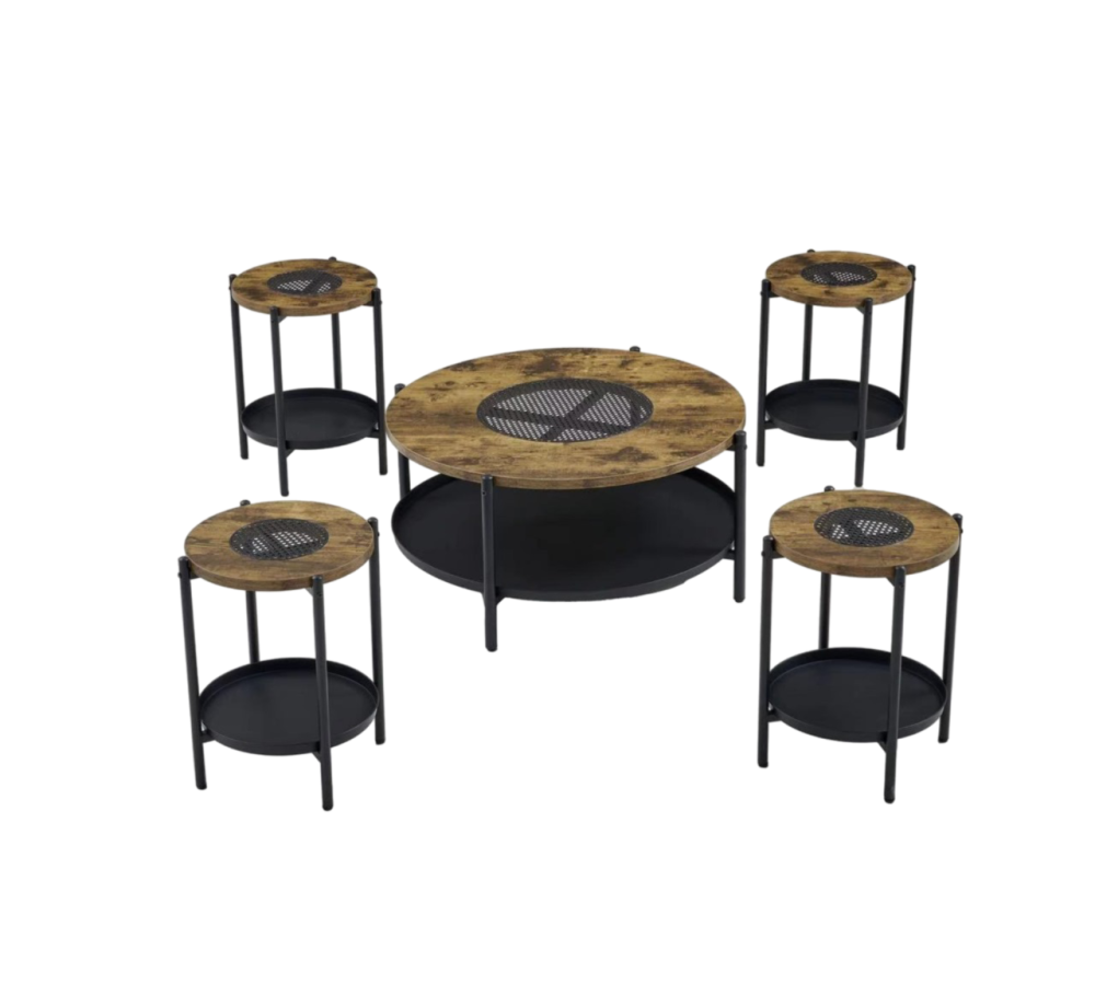 طقم طاولات مودرن خشب و راتان جودة وتصميم مبتكر