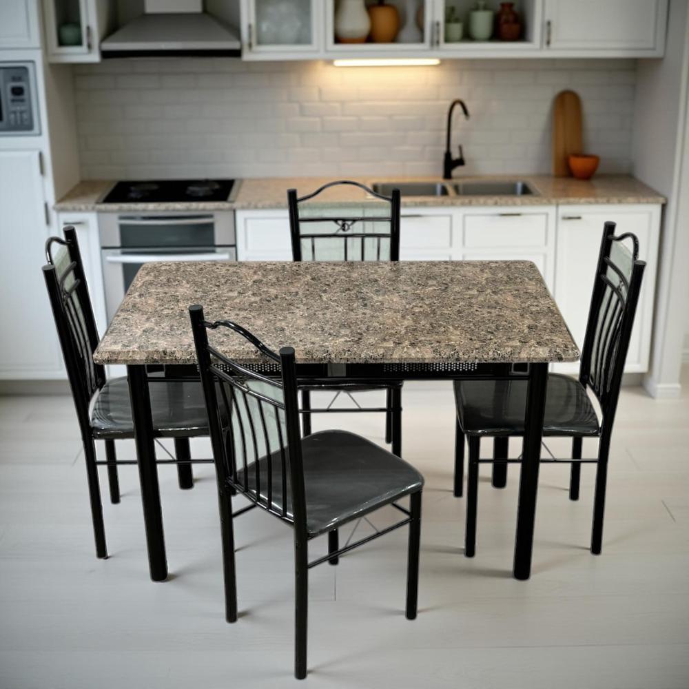 طاولة طعام 4 كرسي سطح خشب لون صخري