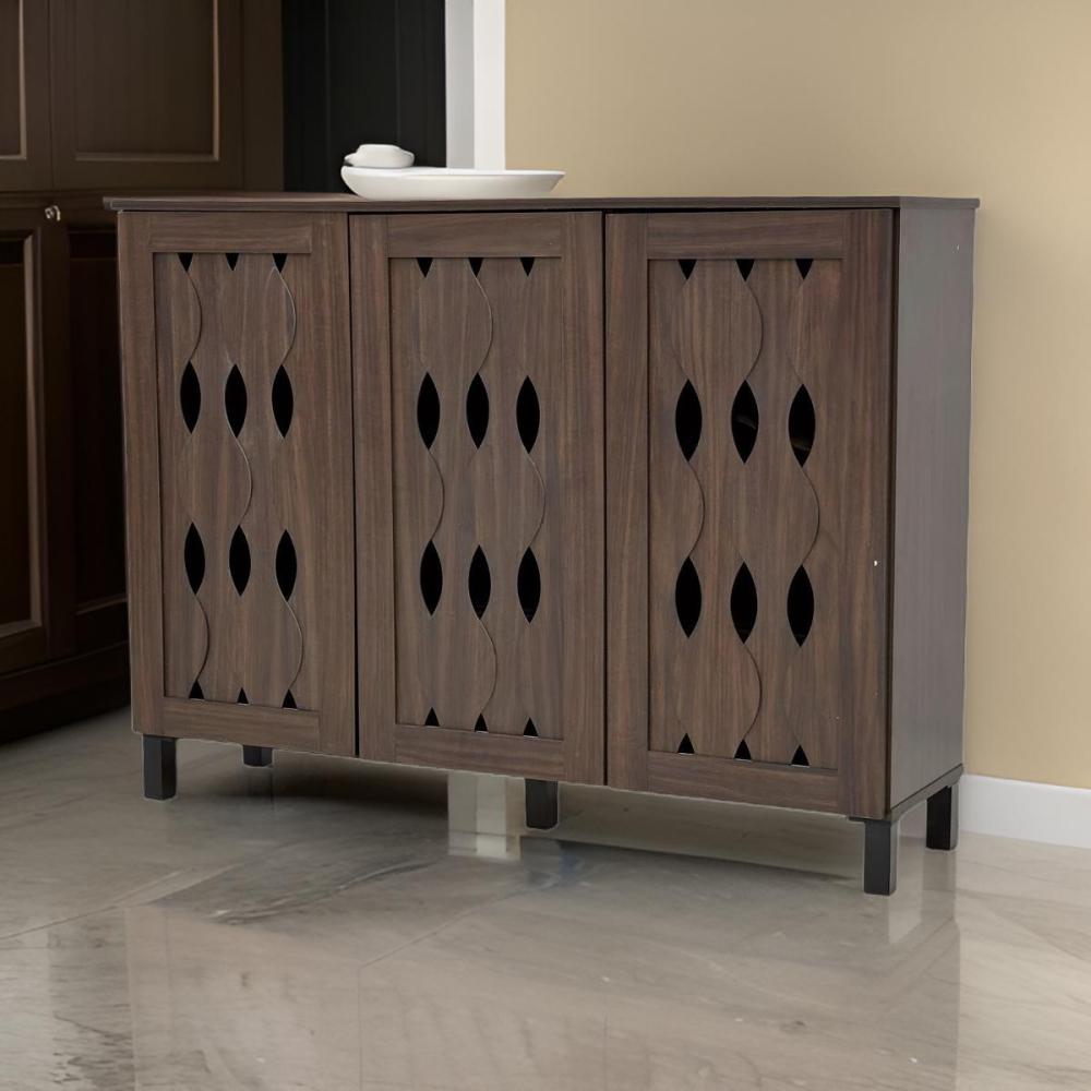 دولاب أحذية خشب 3 باب لون كوفي