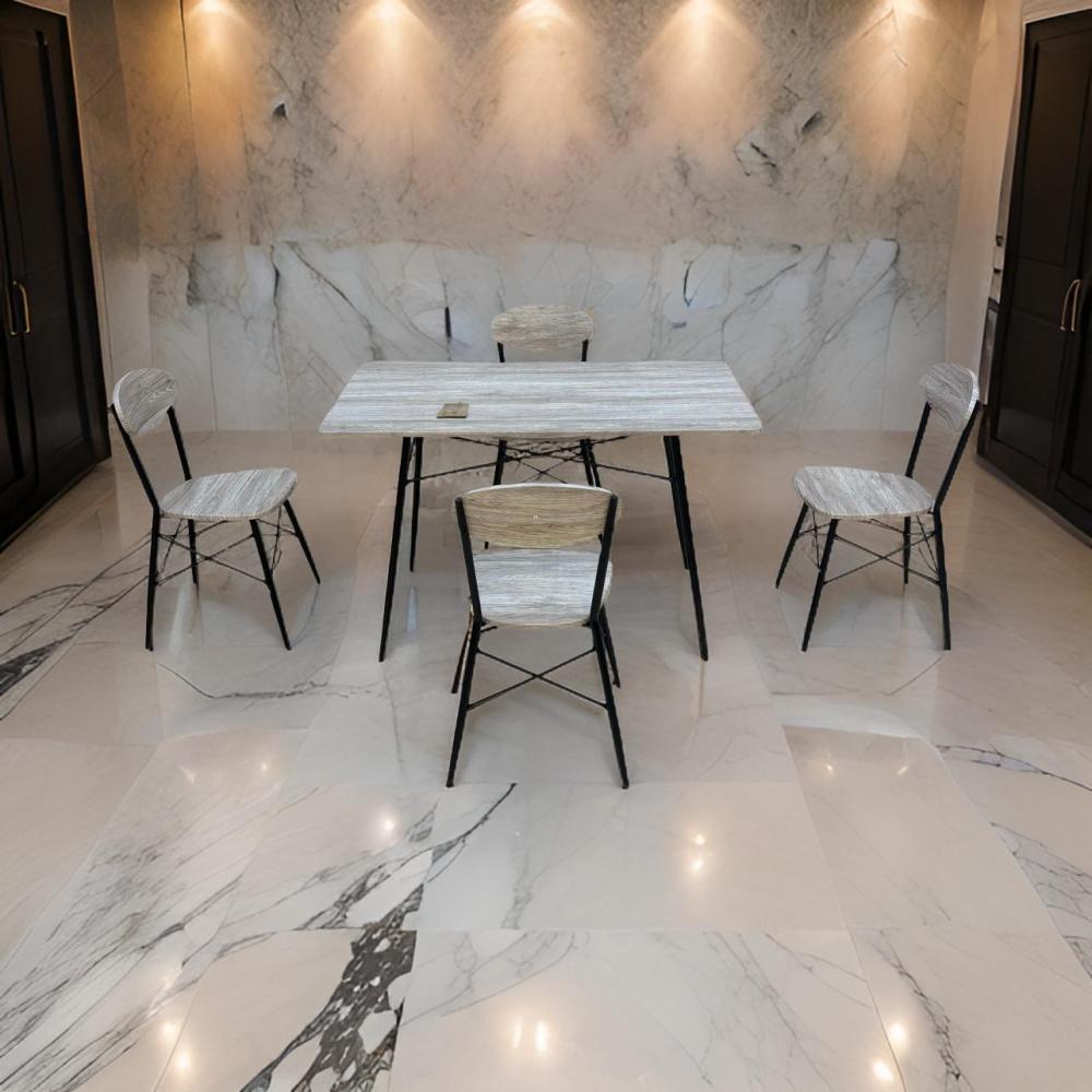 طاولة طعام خشب 4 كرسي لون بيج