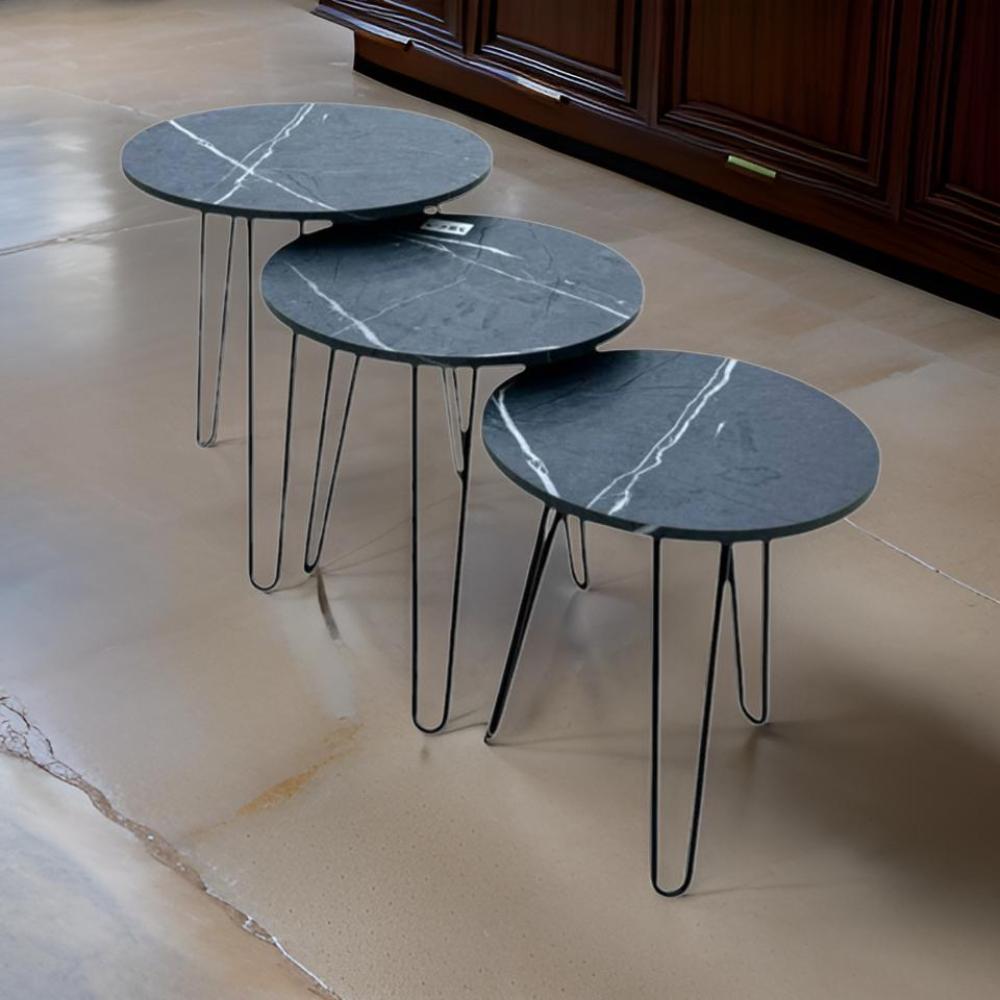 طقم طاولات خدمة ثلاثي متدرج لون رمادي