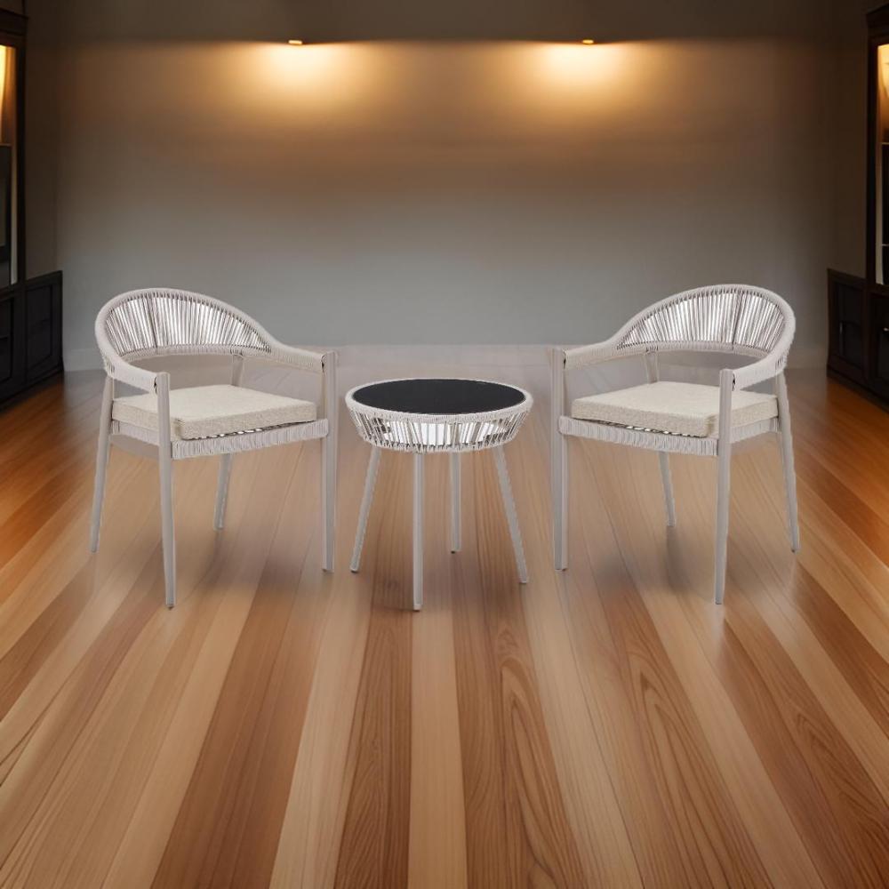 كرسيين وطاولة مودرن لون بيج