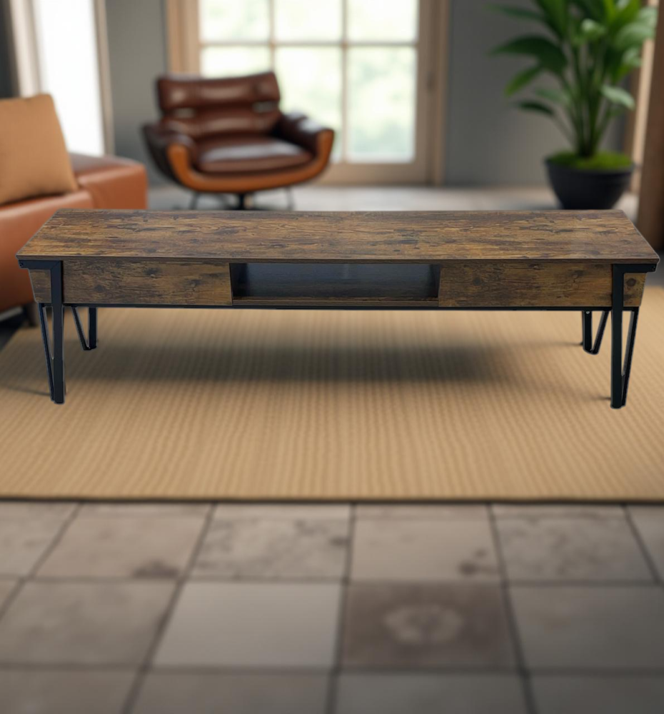 طاولة تلفاز خشب مقاس 180 سم - لون خشبي عتيق