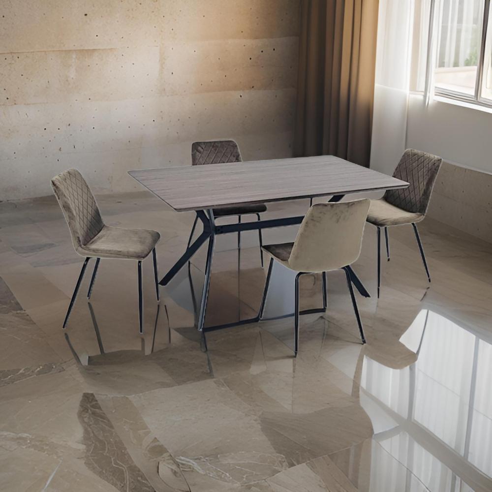 طاولة طعام خشب وحديد 4 كرسي