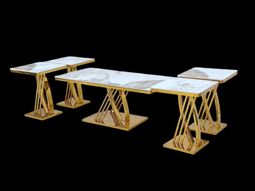 طقم خدمة ستيل رخام 5 قطع لون ذهبي