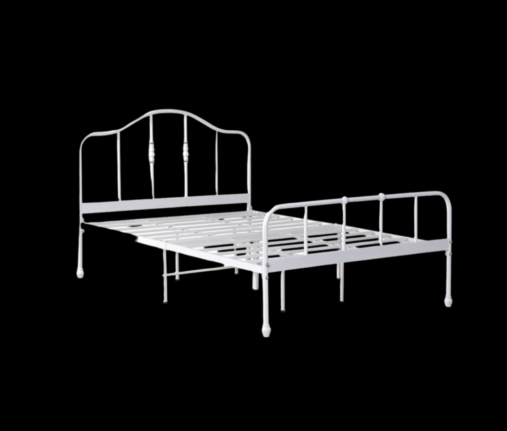 سرير حديد نفر ونص لون أبيض مقاس 140*200