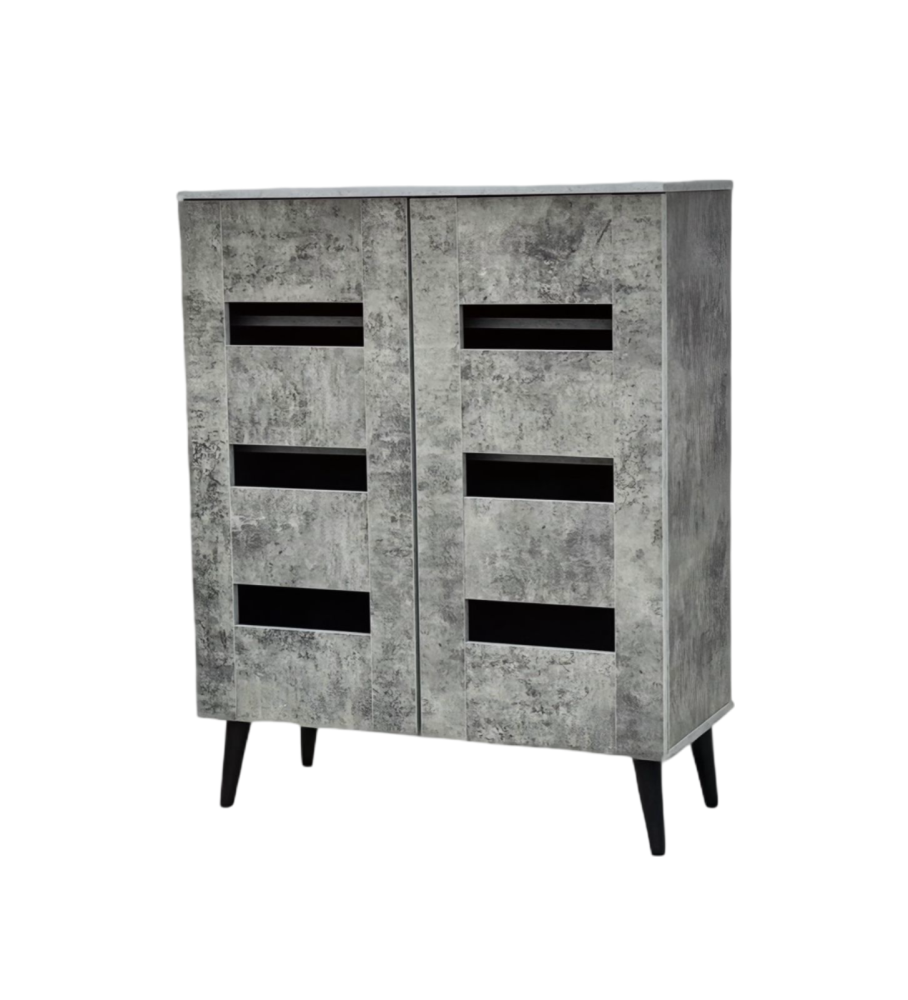 دولاب أحذية خشب 2 باب لون رمادي