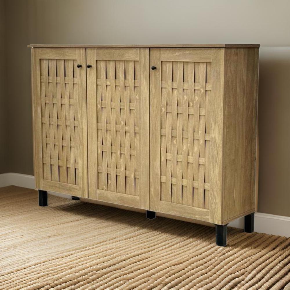 دولاب أحذية خشب 3 باب لون بيج