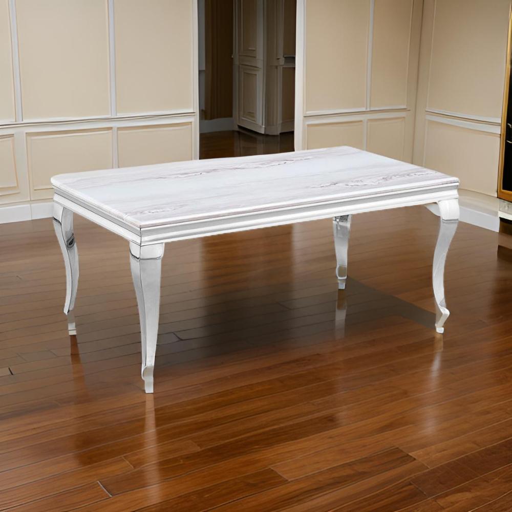 طاولة كنب ستيل رخام لون فضي