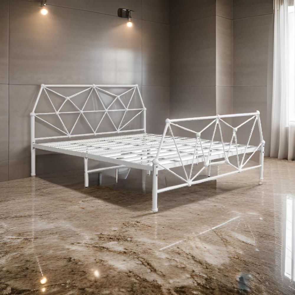 سرير حديد نفرين لون أبيض مقاس 180*200