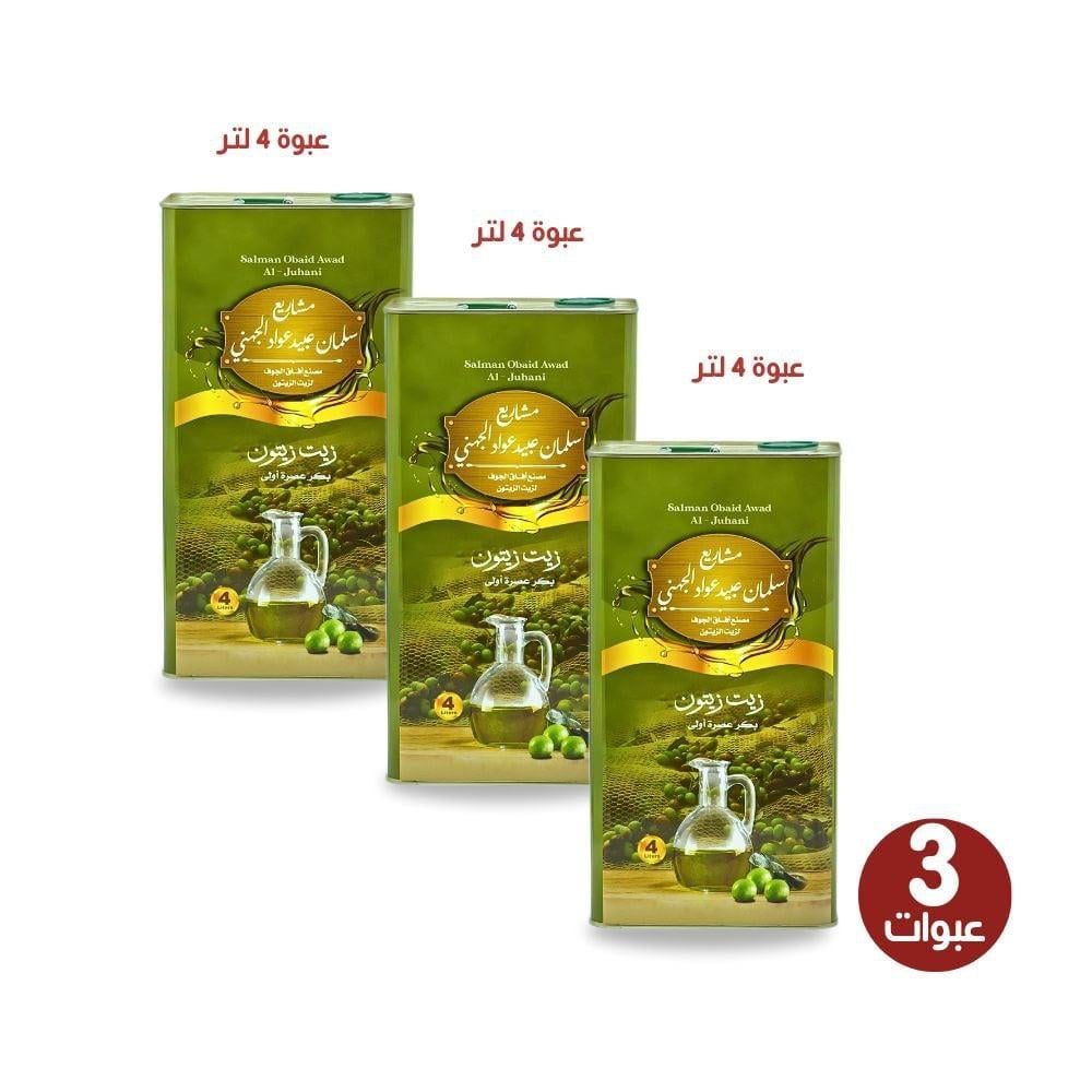 زيت زيتون آفاق الجوف بكج 3 عبوات 4 لتر  – عصرة أكتوبر 2025