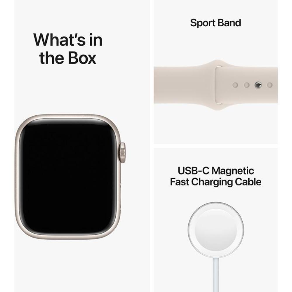 ساعة أبل الاصدار 8 مقاس 41 ملم (Apple Watch Series 8 Starlight) GPS - ضوء النجوم