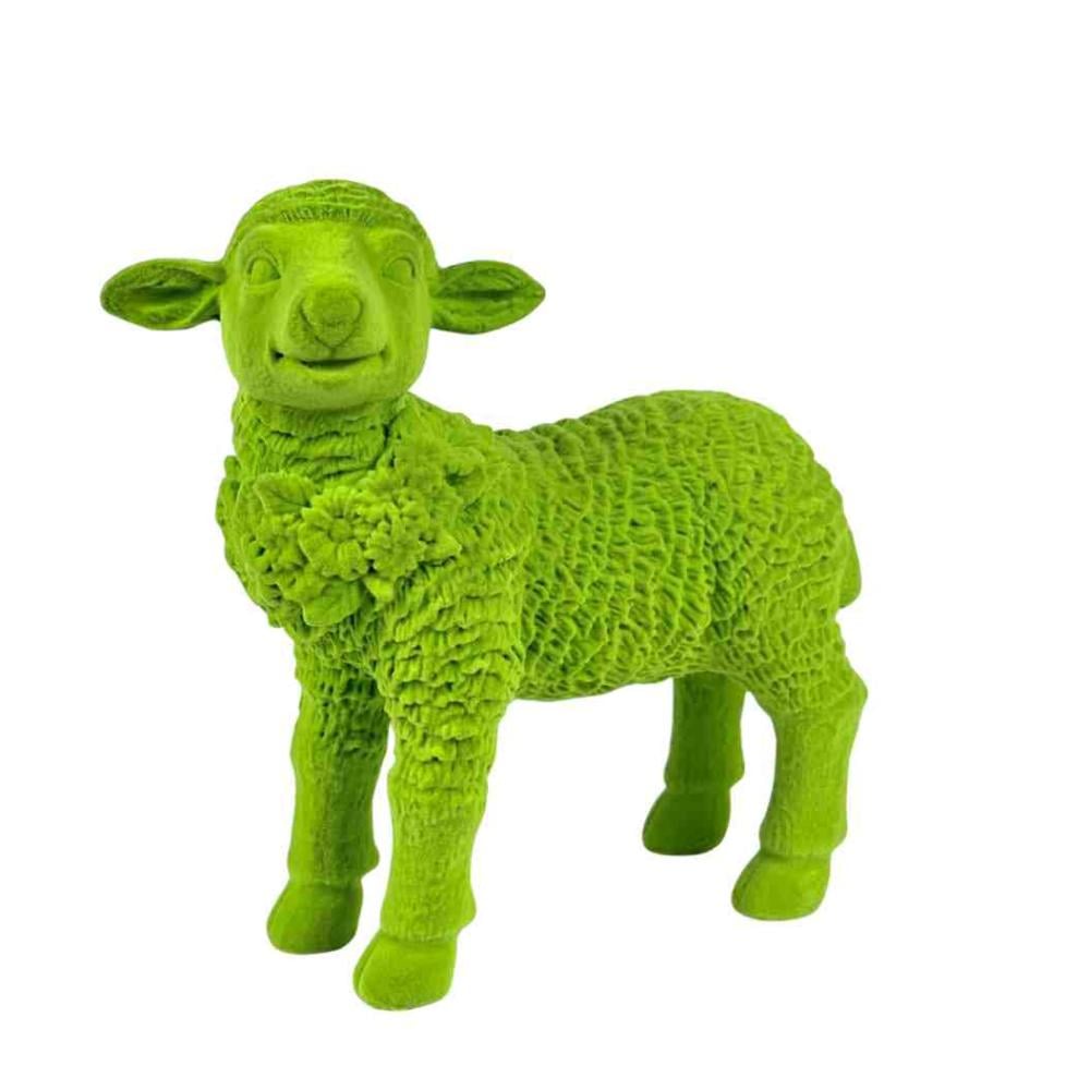 Decorative sheep statue in bright green color - Warehouse