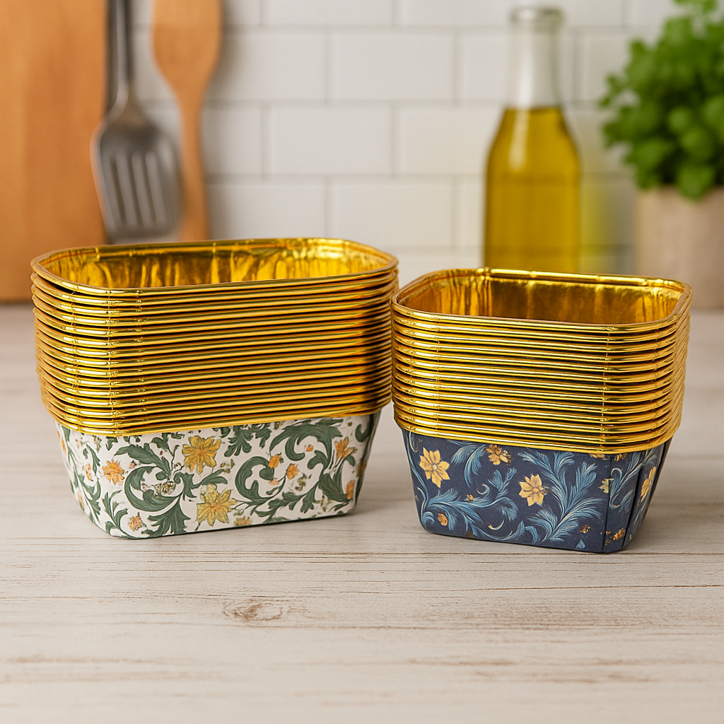 قوالب ورقية مزخرفة ببطانة ذهبية