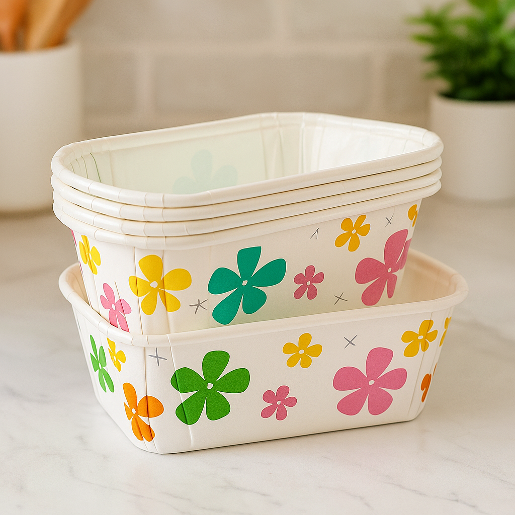 علب ورقية مستطيلة مزخرفة بالزهور –