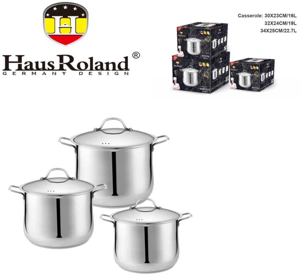 طقم قدور ستانليس ستيل -3 قطع - Hausroland