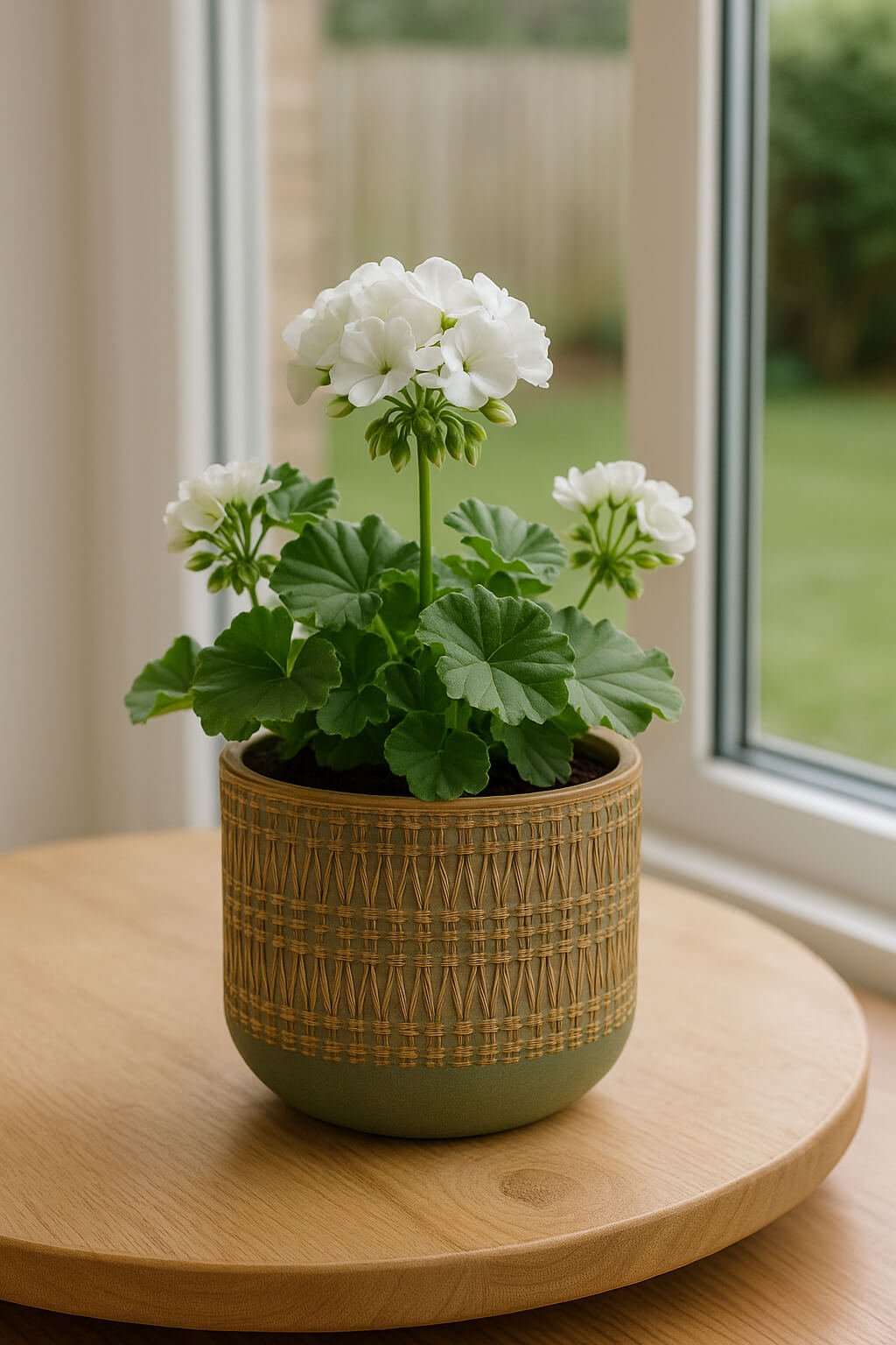 أصيص سيراميك بنقشة محفورة باللون الزيتوني