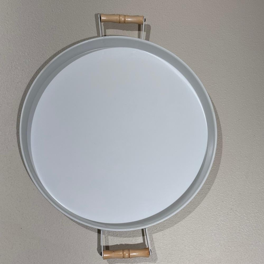 صينية تقديم معدن بلون ابيض