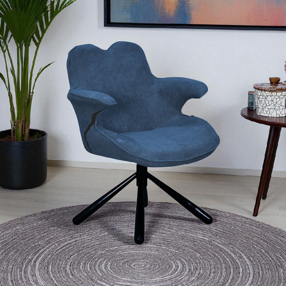 كرسي دوار عصري مع قماش قابل للأزالة أزرق