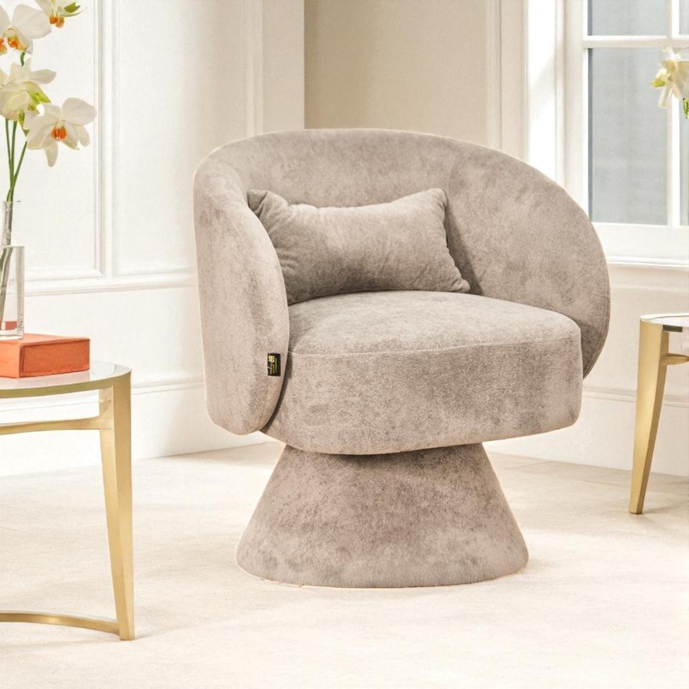 كرسي مفرد دوار فاخر قماشي كافيه