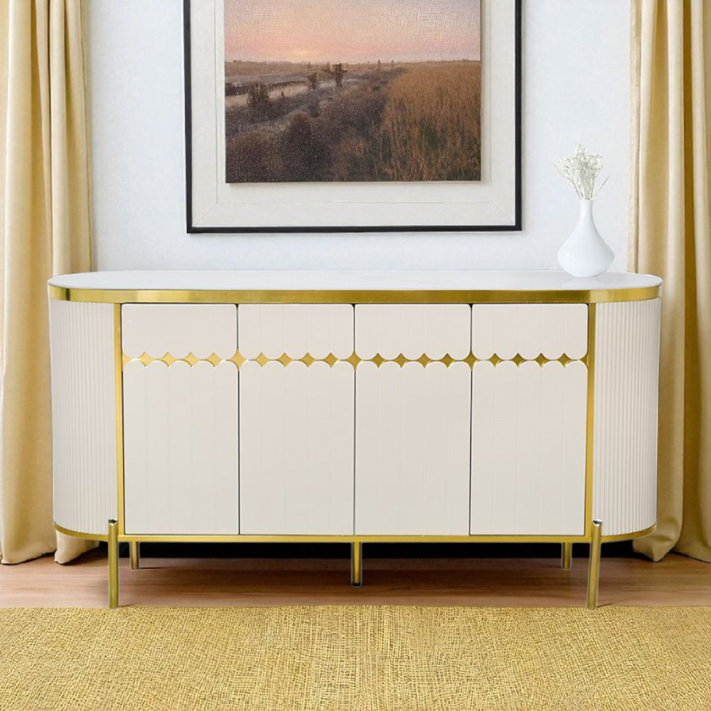 دولاب بوفيه خشب سطح رخامي 160 سم