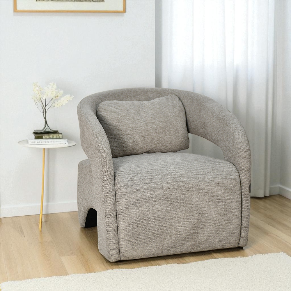 كرسي مفرد فاخر من القماش رمادي