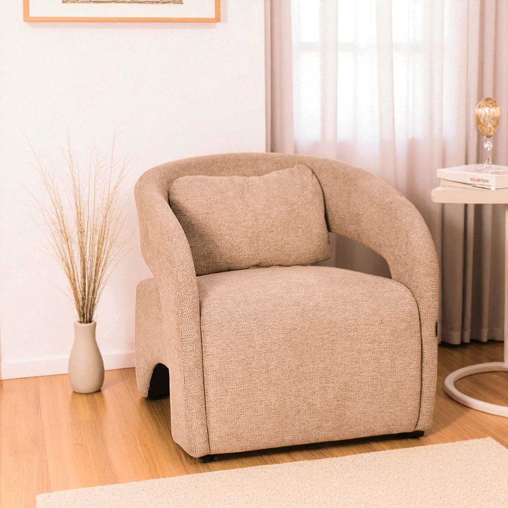 كرسي مفرد فاخر من القماش هافان فاتح