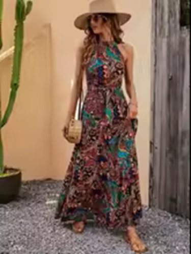 فستان نسائي جديد معلق برقبة البوهيمي