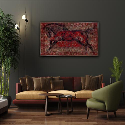 لوحة لحصان عربي على طراز السجاد الفارسي 180x140