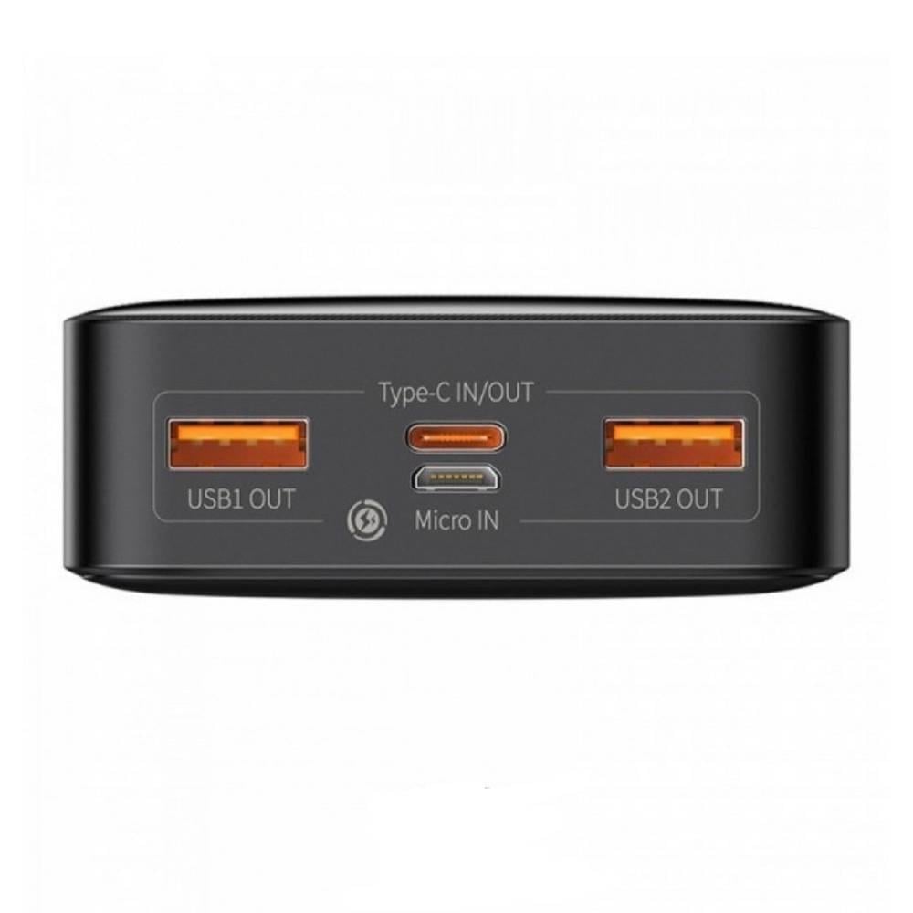 بطارية متنقلة باور بانك من بيسوس بسعه 30000 ملي امبير بقوة 20 واط ب 3 منافذ - اسود