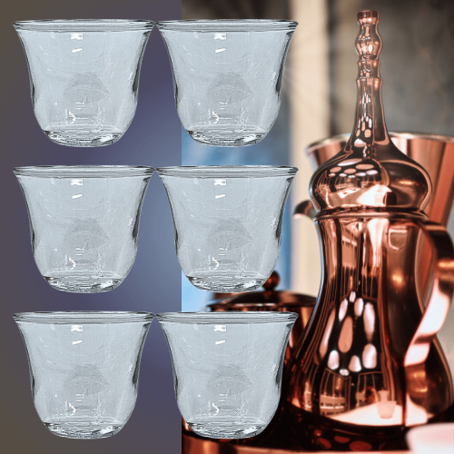 فناجين زجاج شفاف سمبل أنيق عدد 6 حبات