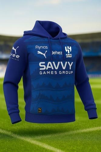 بلوفر هودي بشعار الهلال لون ازرق