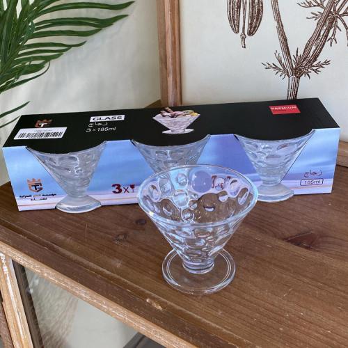 طقم كاسات حلى زجاج ٣ قطع