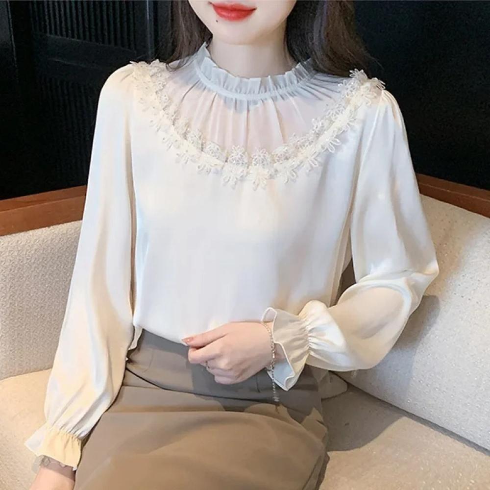 بلوزة شيفون نسائية انيقة بأكمام طويلة