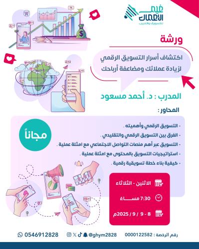 ورشة اكتشاف اسرار التسويق لمضاعفة الاربح والعملاء