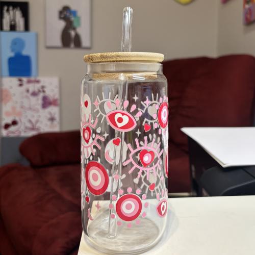 كوب زجاج للقهوة الباردة 550ml