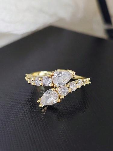 1 خاتم ثعبان مرصع بحجر على شكل قطرة وكروي، بلون ال...