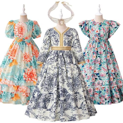 Eid Muslim Girls Robe Floral Dress Children's Arab...