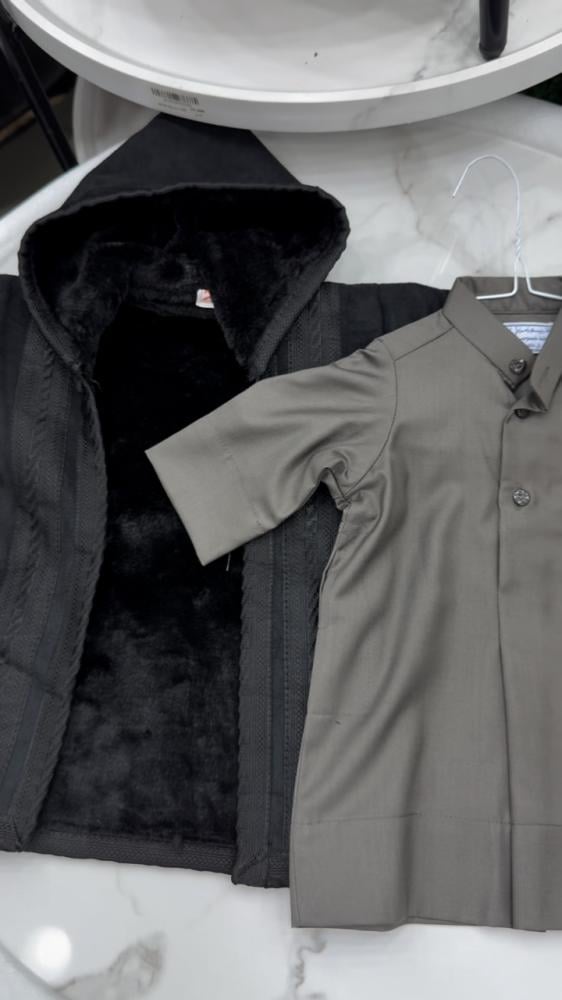 فروة أطفال شتوية مع ثوب أنيق