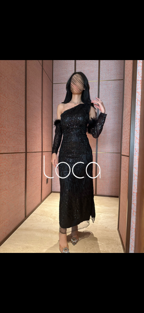 فستان اسود سهره شك يدوي