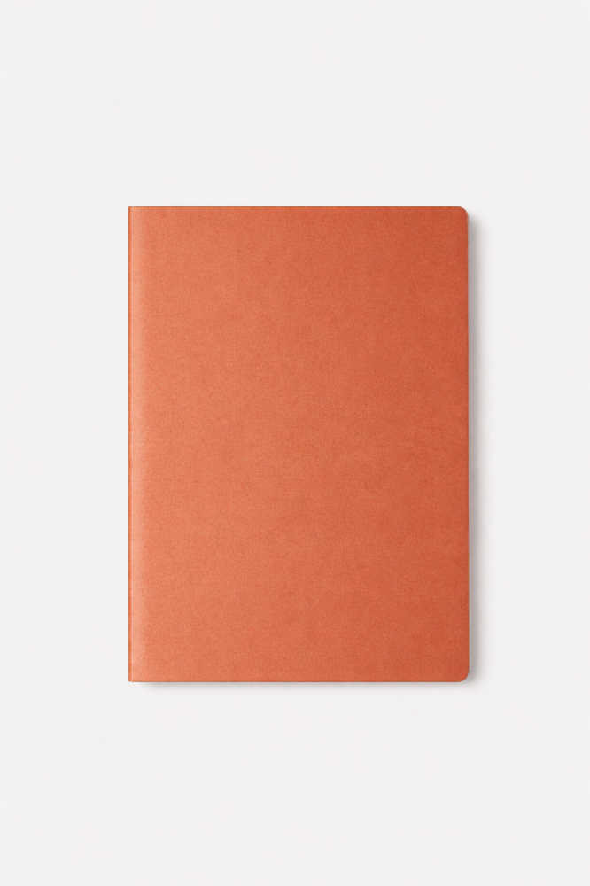 دفتر ملاحظات بغلاف برتقالي سادة بدون سلك