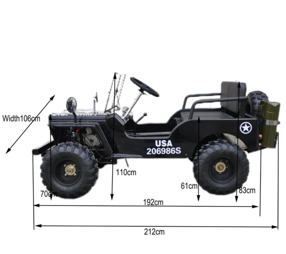 سيارة ميني جيب 4 عجلات 150CC - لون زيتي - Mini Jeep : G7-07