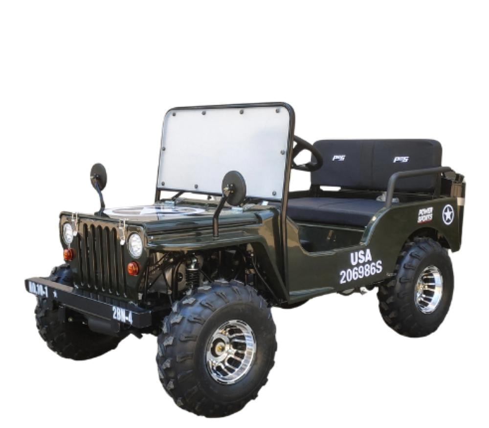 سيارة ميني جيب 4 عجلات 150CC - لون زيتي - Mini Jeep : G7-07