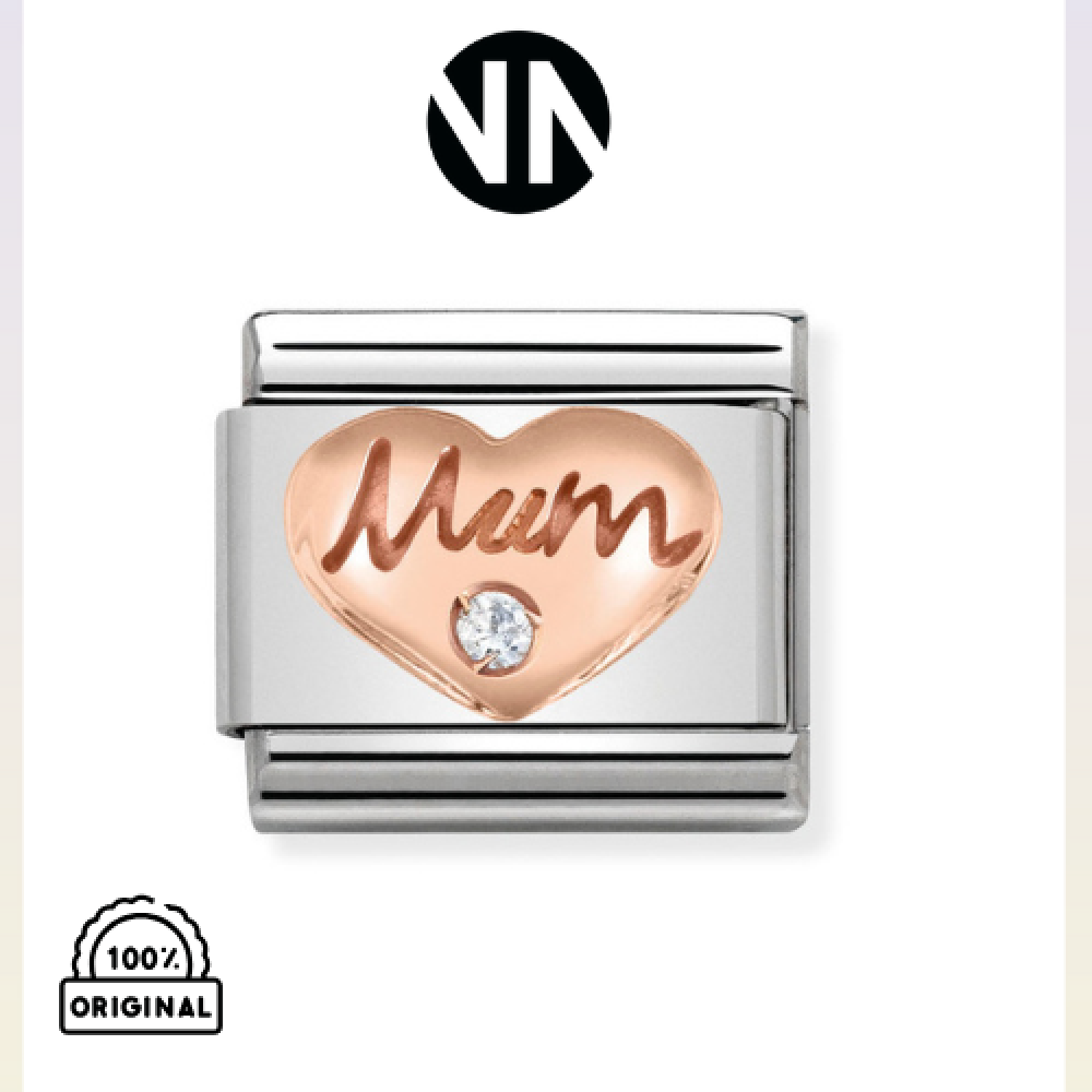شكل تركيب كلاسك روز قولد زيركون CZ MUM HEART"